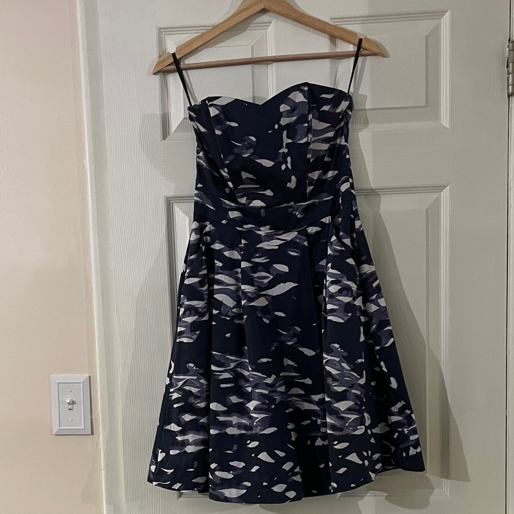 H&M Strapless Dress in Black and Gray Pattern